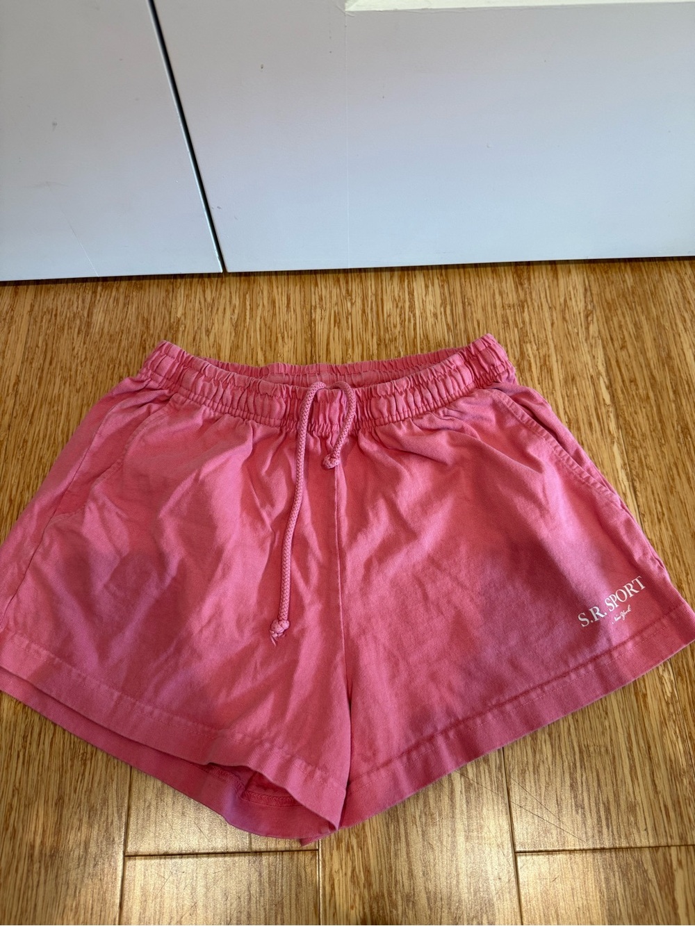 Sporty & Rich Coral Pink Elastic Waist Athletic Shorts